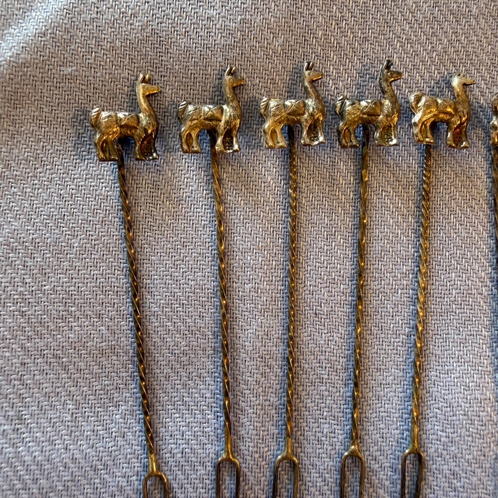 Set of 11 Vintage 925 Silver Llama Topped Hors D’oeuvres Picks